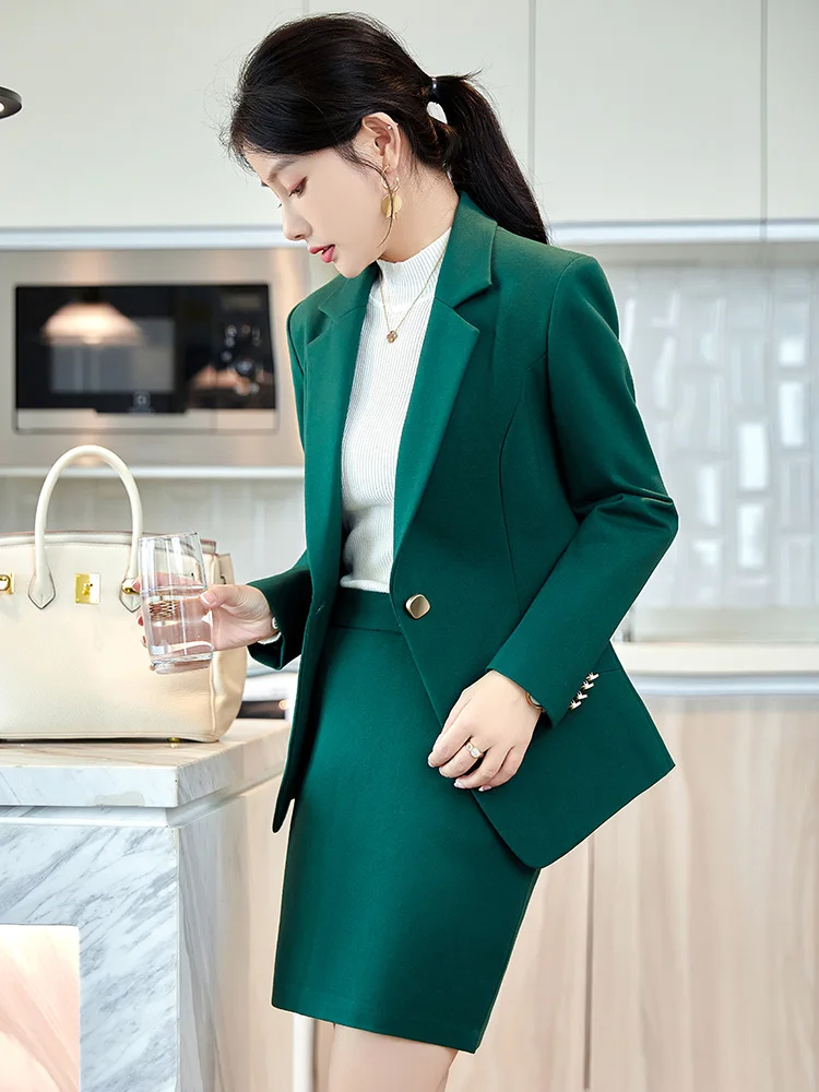 Japanese anManager Work Clothes Long Sleeve Formal Professional Female Skirt and Jacket Set  2 Piece Business Out Fit Suit Woman