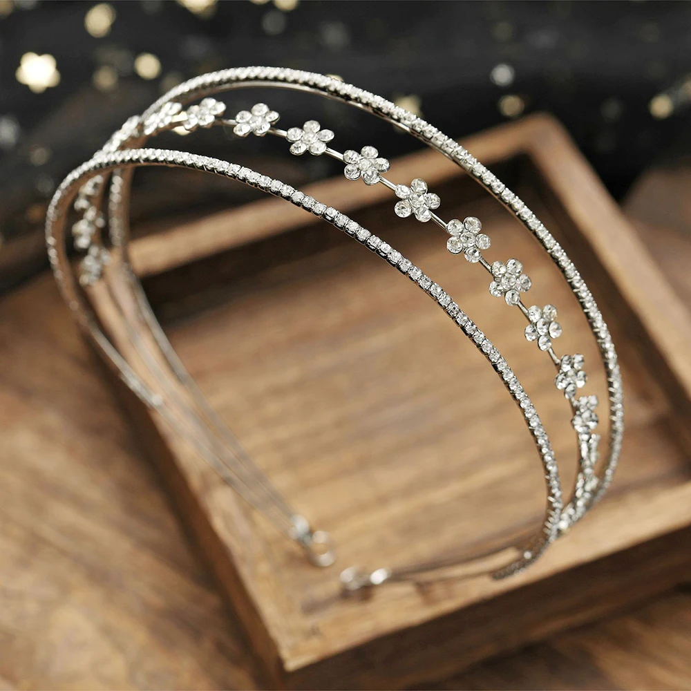 

Женский головной убор с 3-слойным стилем Стразы для девушек легкий прочный минималистичный дизайн A66