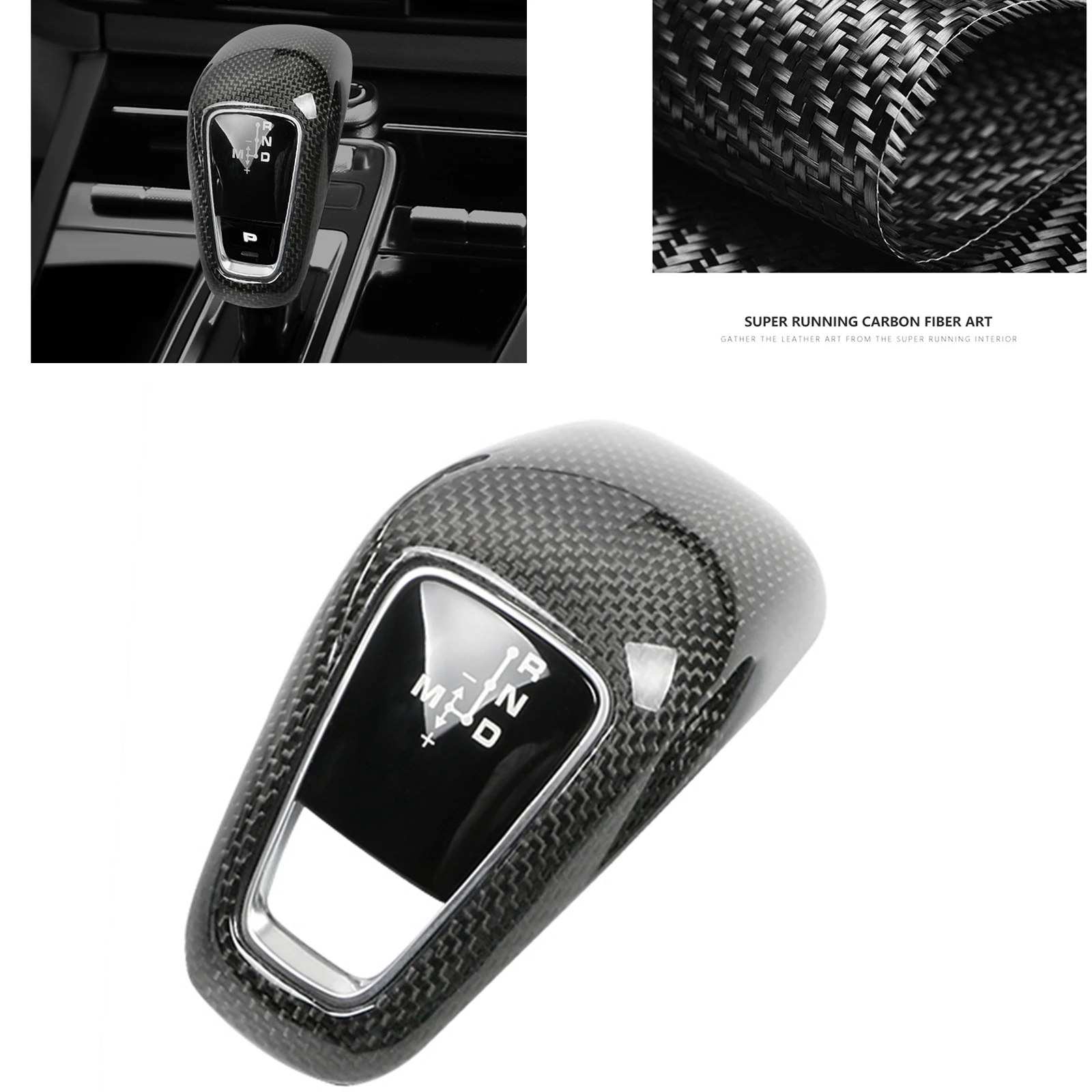 

For Porsche Cayenne 2018-2021 LHD Car Gear Shift Knob Head Cover Carbon Fiber Trim Black Case Shell Interior Decor Accessories