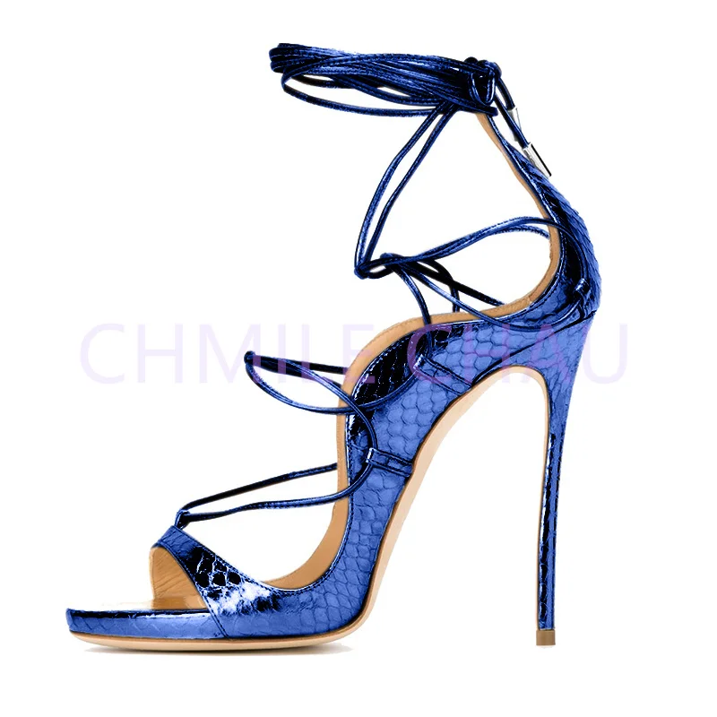 Women Stiletto Thin High Heels Sandal Rome Gladiator Lace-up Ankle Strap Evening Party Dress Ball Plus Size Lady Shoes 5-CHC-11