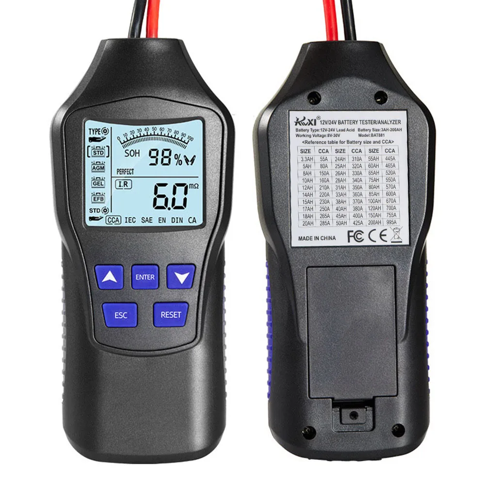Интеллектуальный тестер автомобильного аккумулятора 12 В/24 В автомобильная вилка