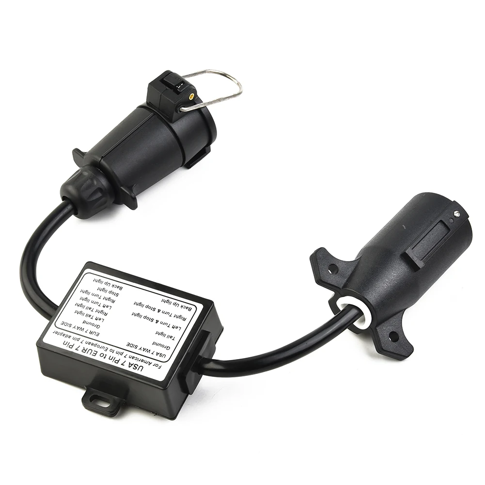 

USA To EU Trailer Light Converter US7-Pole RV Blade Socket To European Trailer EU7-Pin Round Plug Connector Adapter