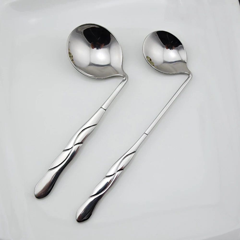 

1PCS Stainless Steel Long Handle Tilted Head Spoon, Feeding Meal Spoon Learning Meal Spoon Children's Spoon Dessert Home