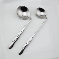 1pcs stainless steel long handle tilted head spoon feeding meal spoon learning meal spoon childrens spoon dessert home