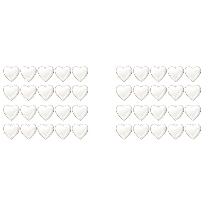 

40PCS Heart Shape Christmas Balls Plastic Transparent Xmas Decorations 2021 Fillable Ball New Year DIY Beautiful Home(C)