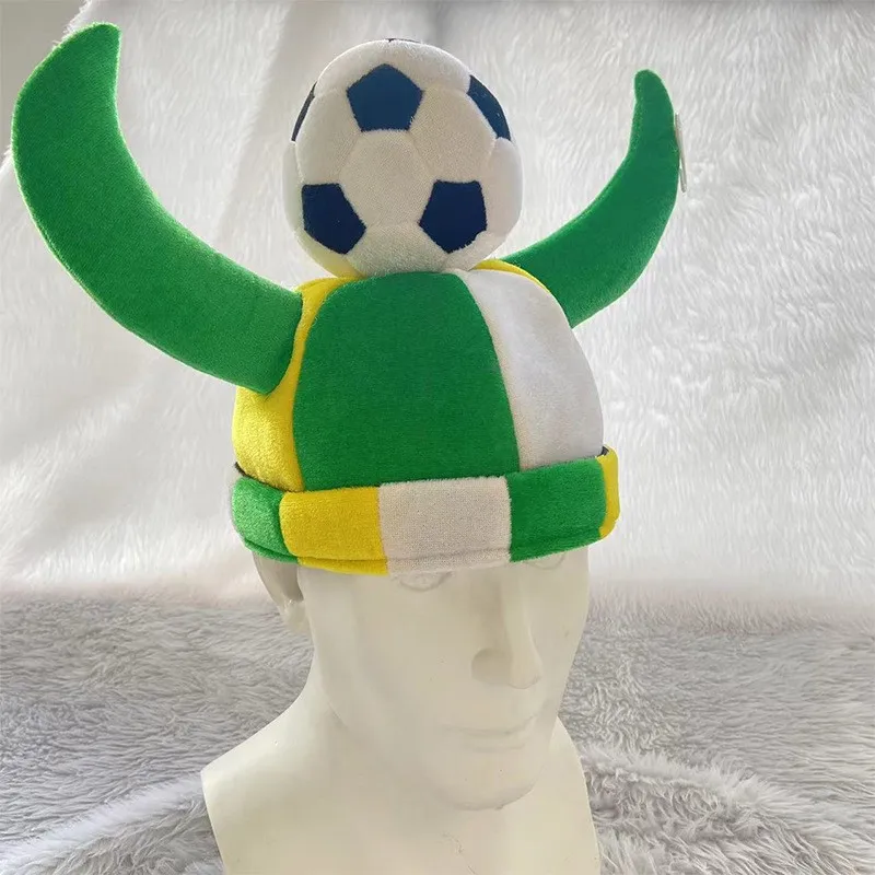 

New Football Cap Cheering Props Carnival Bull Horn Football Cap Festive Celebration Party Brazilian Football Cap