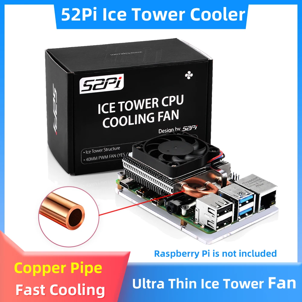 

Новинка, ультратонкий охлаждающий вентилятор 52Pi Ice Tower, вентилятор охлаждения процессора, радиатор, радиатор для Raspberry Pi 4, Модель B