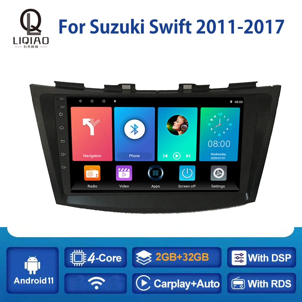 

Автомагнитола LIQIAO для Suzuki Swift 2011-2017 Carplay Multimidia, видеоплеер с навигацией, GPS, камерой заднего вида, Bluetooth, Wi-Fi