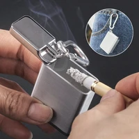 portable mini ashtray with lid fashion keychain pocket travel ashtray cigarette metal bottle storage package smoking accessories