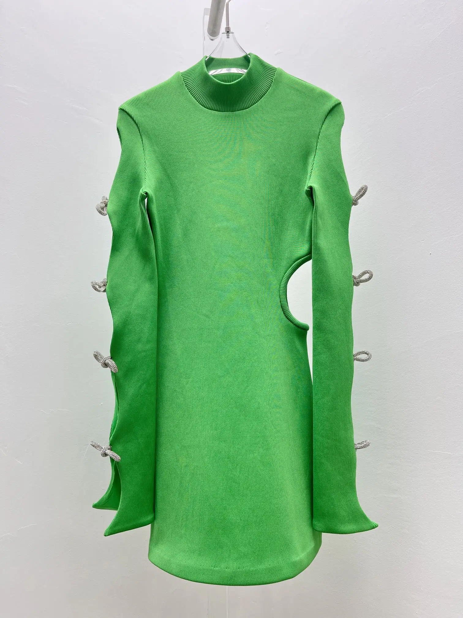 

2023 spring and summer women's clothing fashion new Diamond Decorations Thread Knitted Dress 0511