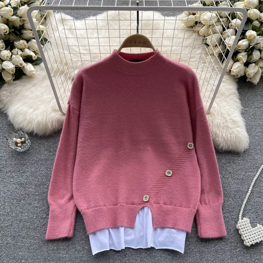 

Осенне-зимний Свободный пуловер с круглым вырезом и длинными рукавами