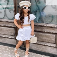 girls suits fashion casual style childrens clothing girls lantern sleeves short skirts two piece suits childrens suits