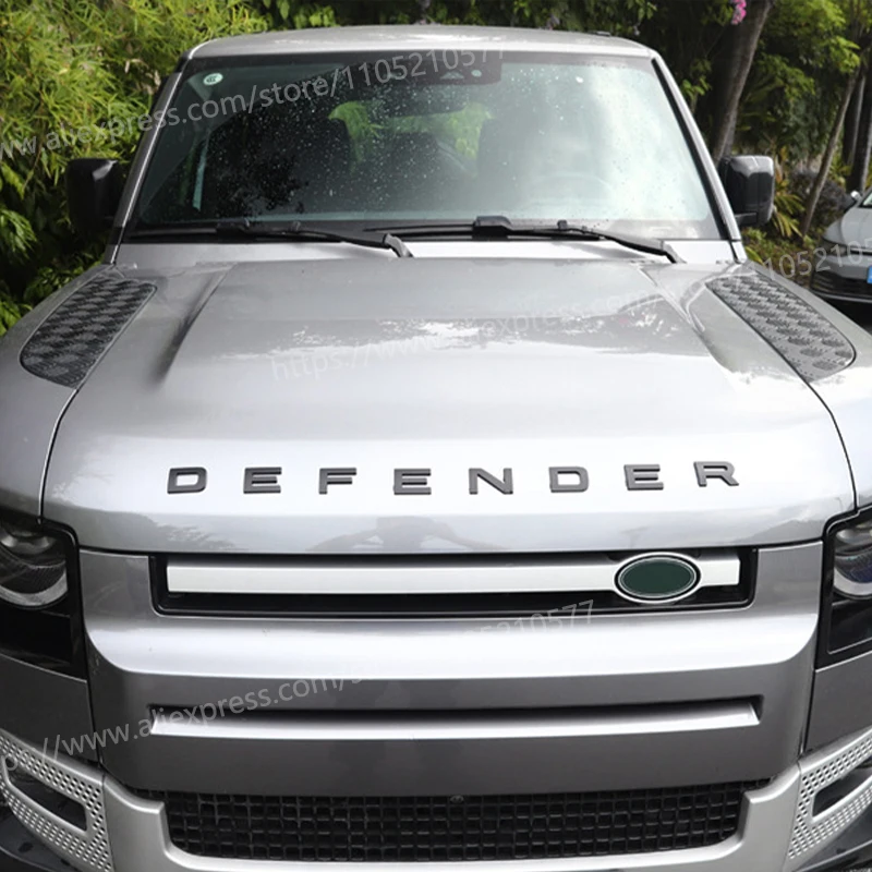 Фото Для Land Rover Defender 90 110 2020-2025 автомобильный капот двигателя буквенная этикетка DENFENDER капот двигателя автомобильная наклейка черная модификация №4