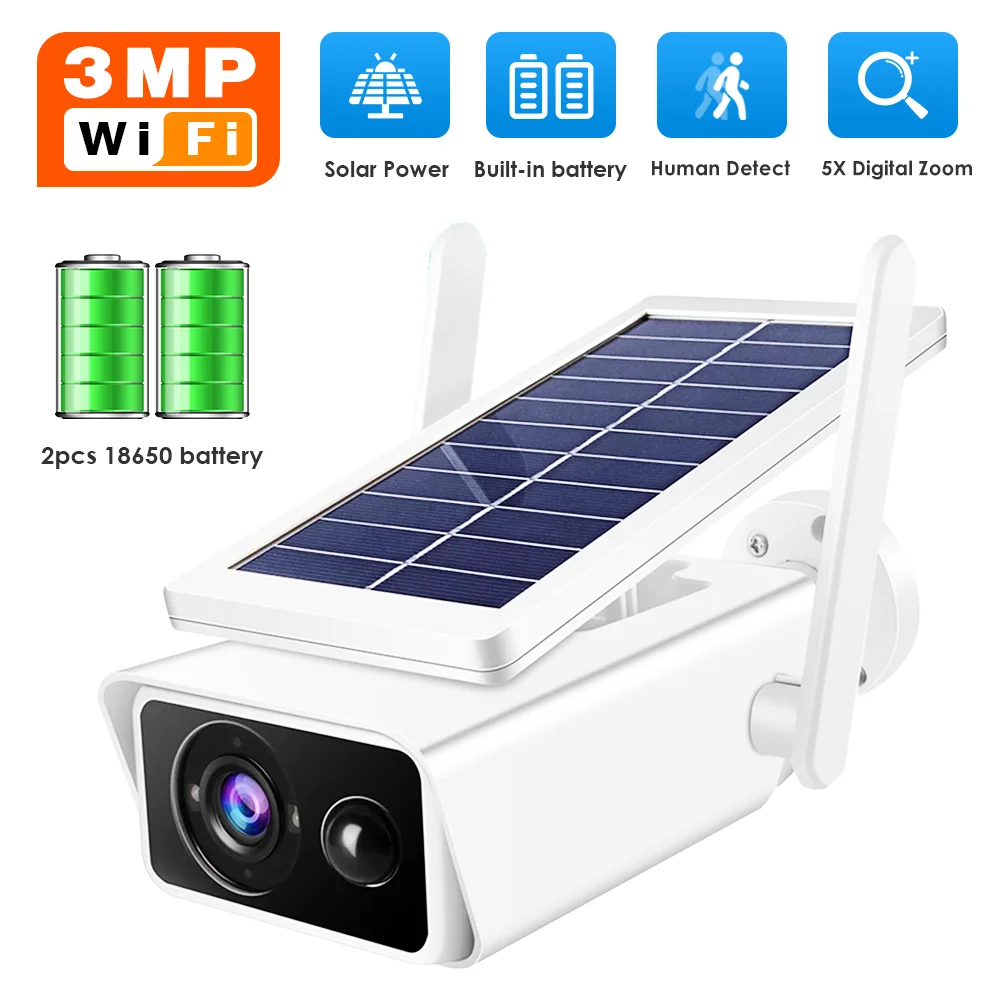 

Беспроводная камера видеонаблюдения с солнечной панелью, 3 Мп, HD, Wi-Fi, IP66