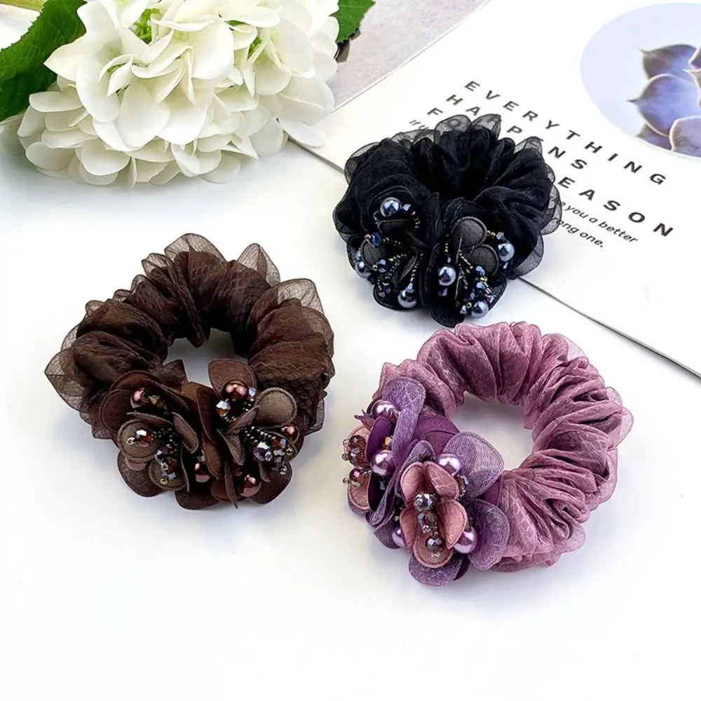 

Hair Ring Hair Ties Cloth Flower Hair Rope Silk Yarn Rubber Band Korean Style Headwear Female Hair Accessories