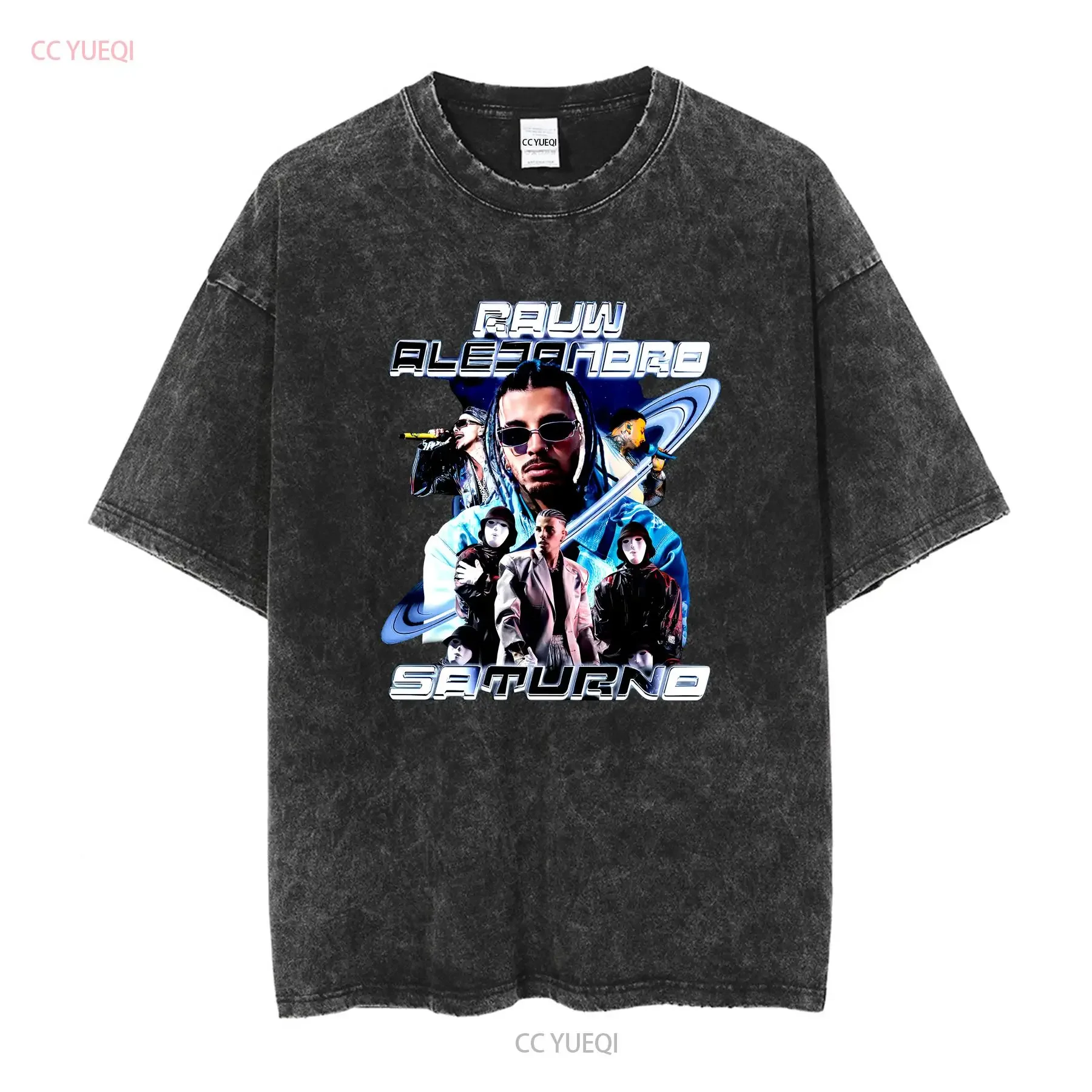 Фото Футболка Rauw Alejandro Saturno Latino Tour 2023, все размеры S 2345XL, с длинными или короткими рукавами, винтажная, слегка повседневная, мягкая №2
