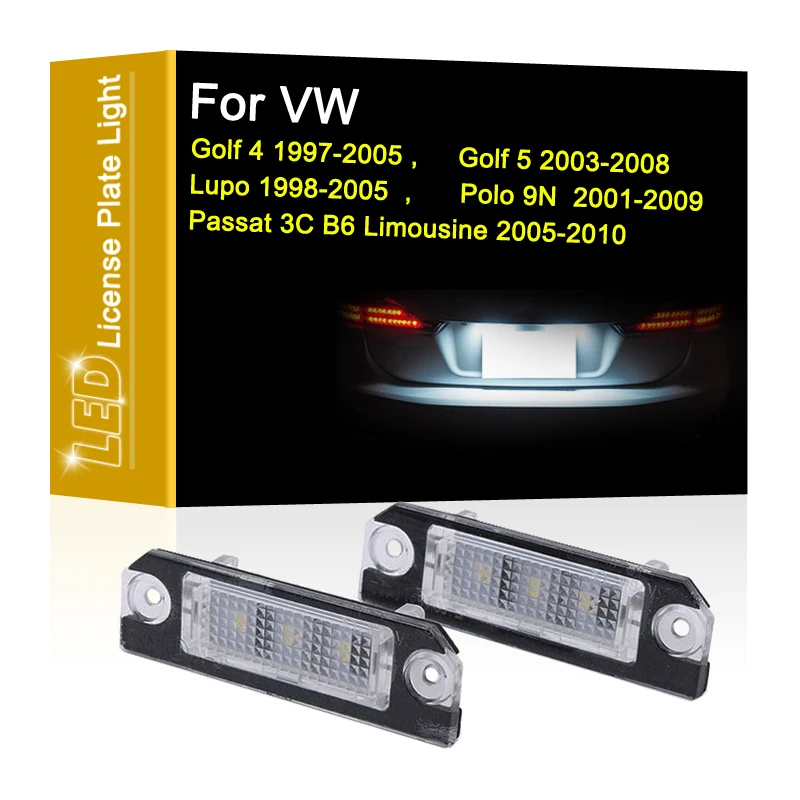 

12V LED Number Plate Lamp For VW Golf 4 91-05 Golf 5 03-08 Lupo 98-05 Polo 01-09 Passat 05-10 White License Plate Light Assembly