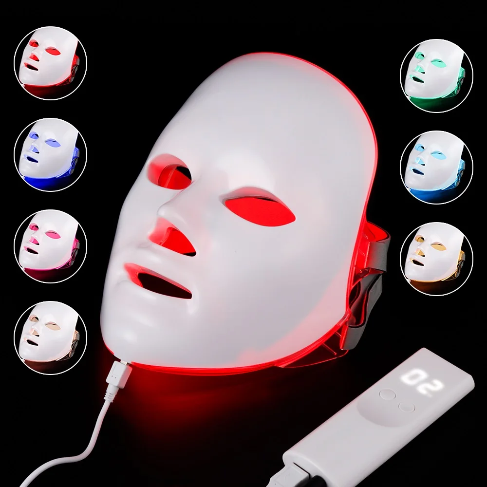 

LED Facial Mask Beauty Skin Rejuvenation Photon Light 7 Colors Mask Therapy Wrinkle Acne Tighten Skin Tool Facial Machine