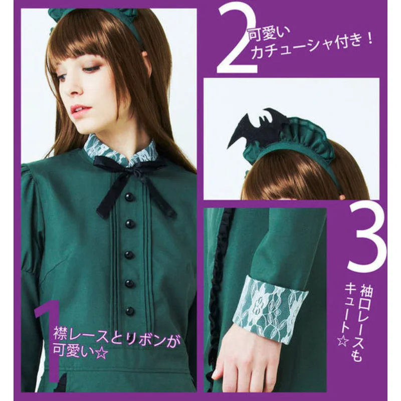 

Bat Maid Dress Halloween cosplay costume lace high collar personalized gothic dress Western outfit halloween costumes for women