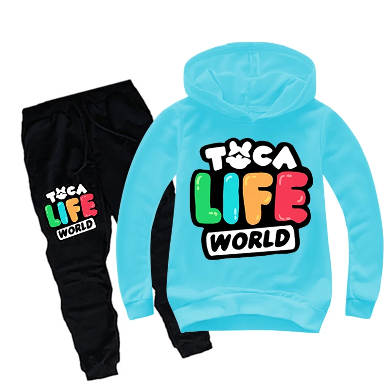 

Toca Boca Life World Game Children's Suits Sweatshirt Pullover Hoodie+Jogging 2 piece Tracksuit Boys Girls Sportwear Kids Hoodie