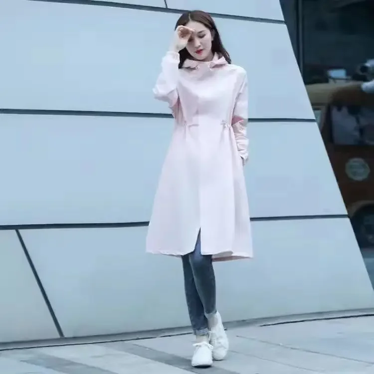 Модная длинная Водонепроницаемая ветровка Женский дождевик с приталенной