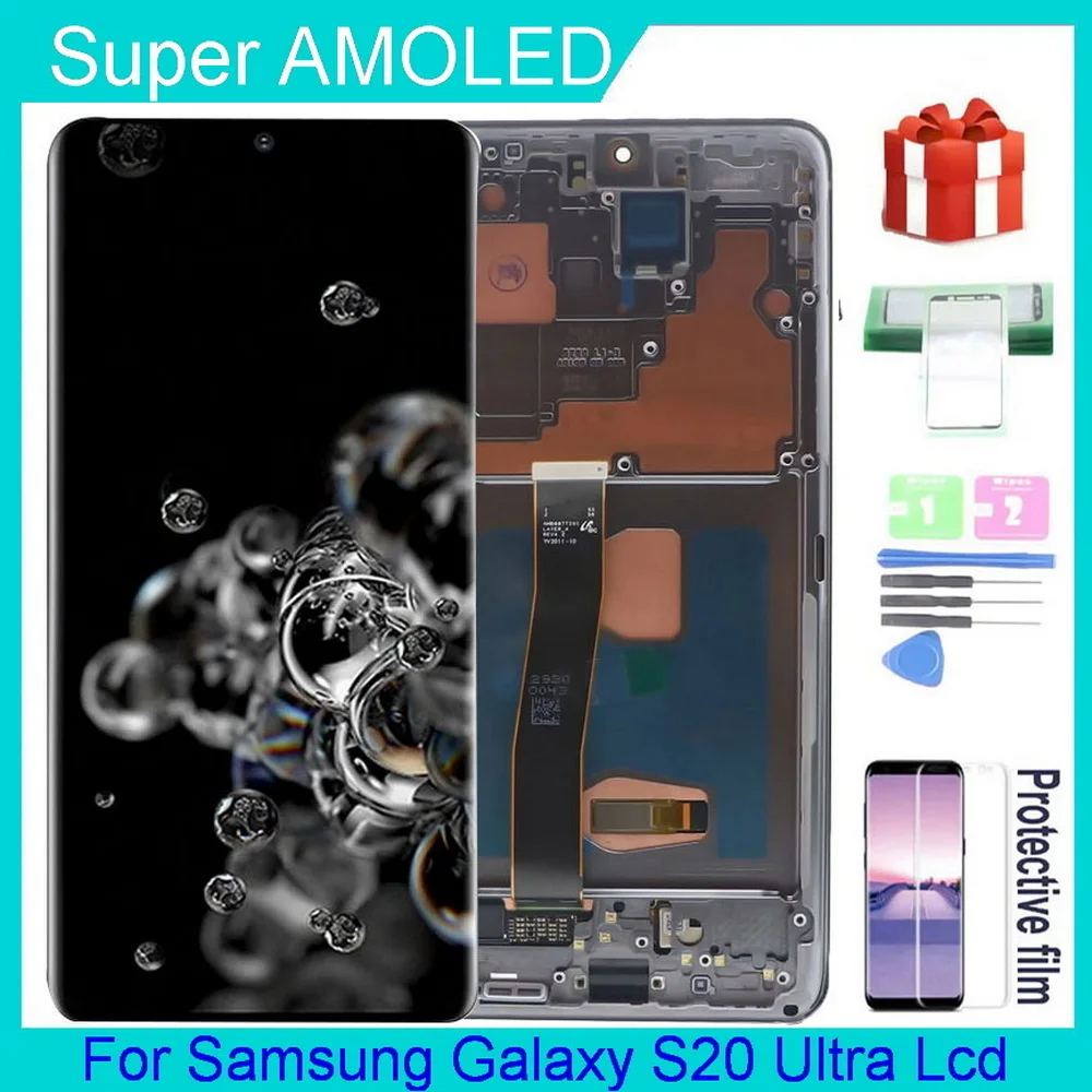 100% Оригинальный AMOLED для Samsung Galaxy S20 Ultra Lcd G988 G988F G988U G988B/DS 5G дисплей сенсорный экран дигитайзер в сборе