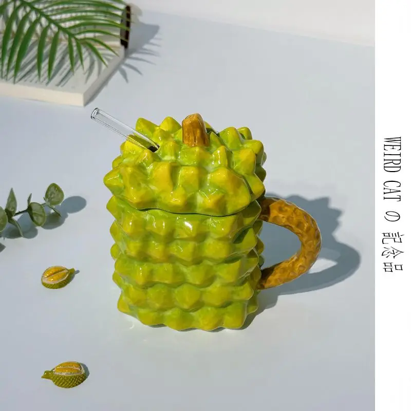 Кружка в виде ананаса керамическая креативная ручная роспись зеленая дурианская