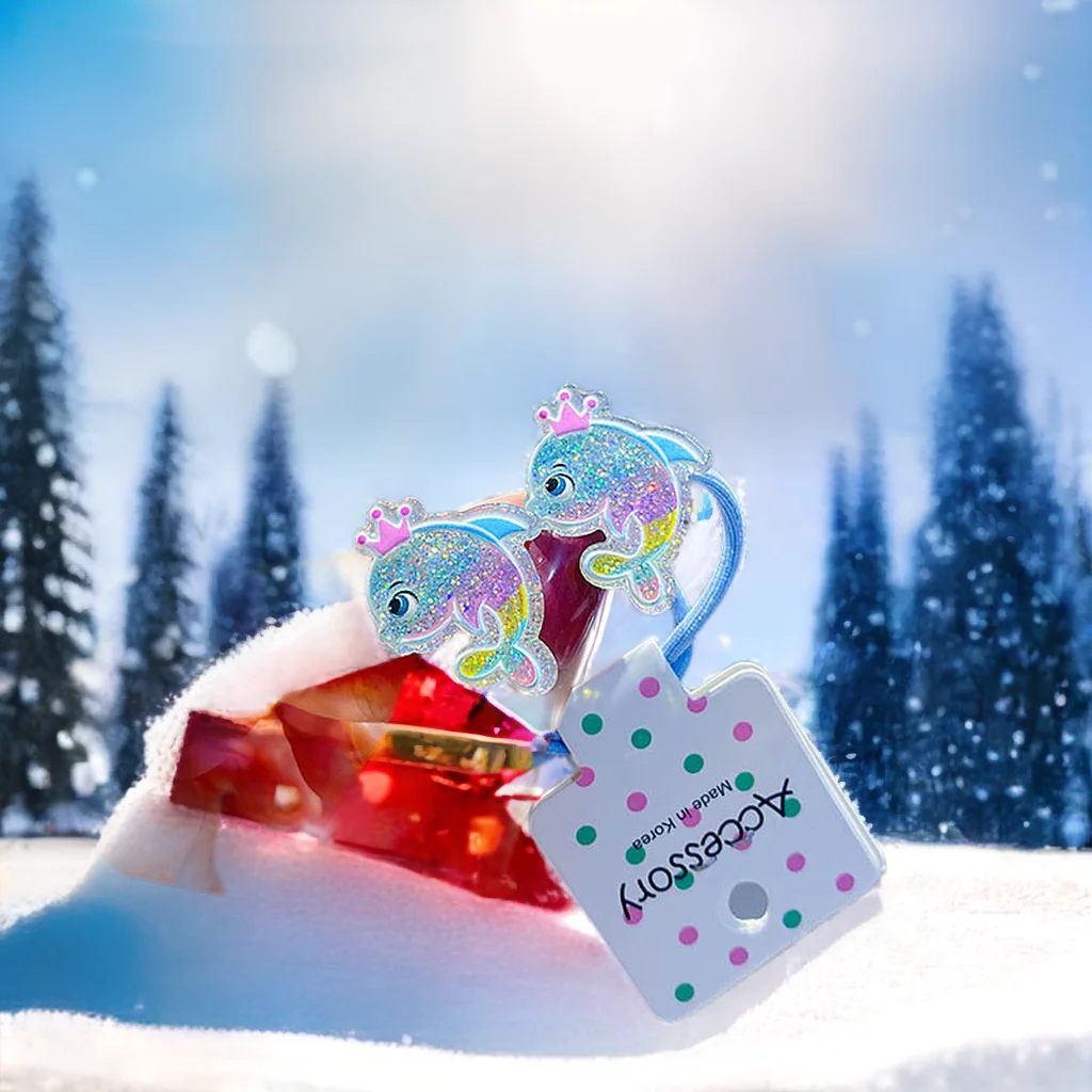 

2Pcs/Lot Cartoon Flower Animal Holder Kids Headwear Girl Acrylic Hair Accessories Fashion Children DIY Elastic Hair Bands