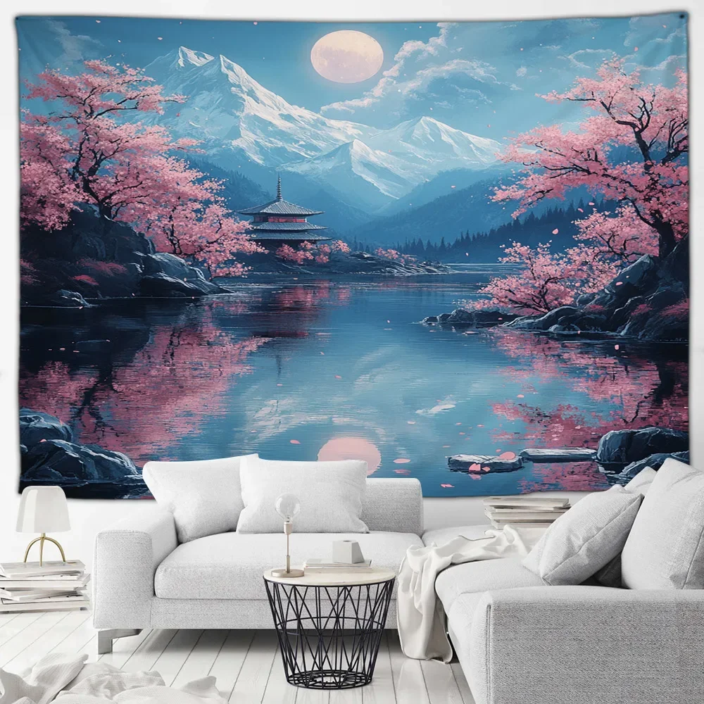 

Гобелен японский пейзаж розовые вишни