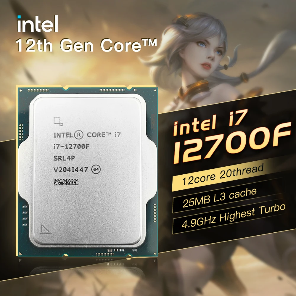 

Процессор Intel Core i7-12700F i7 12-го поколения 4,9 ГГц 12-ядерный 20-поточный процессор 65 Вт LGA1700 Совершенно новый, без охлаждения