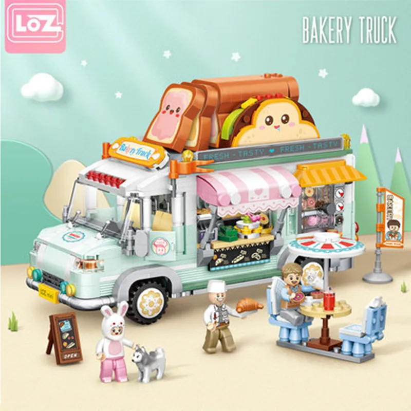 

LOZ Mini Blocks Car Model Bricks Building Blocks bakery truck Block Set Micro Cartoon Car Bricks Christmas Gift 1127