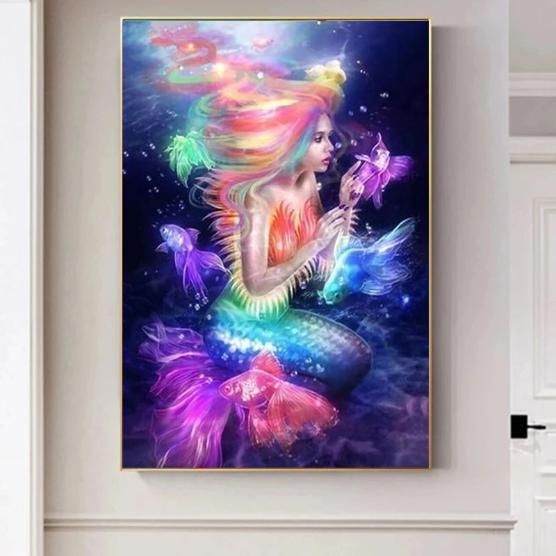 Disney Мультфильм Русалка Принцесса настенная Картина на холсте скандинавские