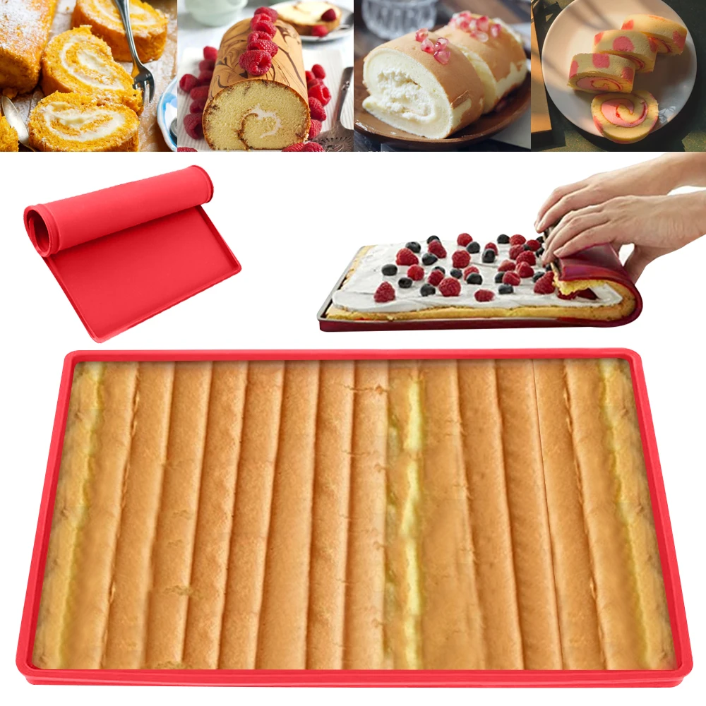 

Пищевой коврик для торта, двусторонний коврик для выпечки швейцарских рулетов, термостойкая силиконовая форма, инструменты для выпечки