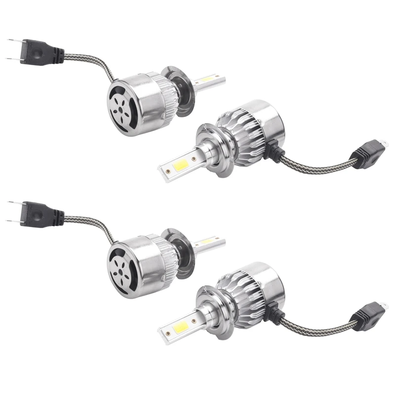 

New 4Pcs C6 LED Car Headlight Kit COB H7 36W 7600LM White Light Bulbs