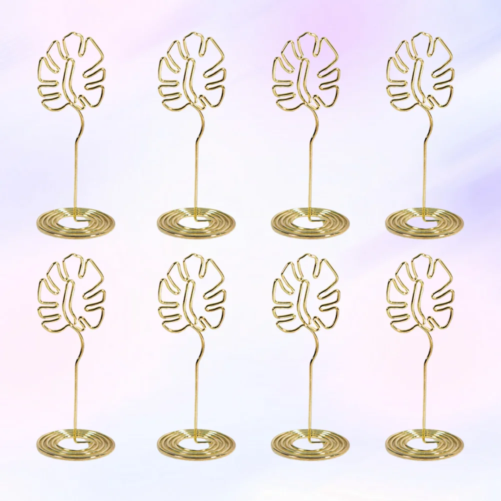 

8 Pcs Para Mesa De Table Name Holder Deck Palm Leaf Table Decorations Memo Clip Holder Stand Banquet