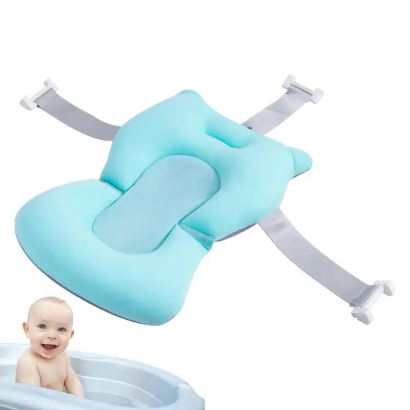 

Newborn Bath Cushion Foldable Non-Skid Bathing Support Cushion For Tub Newborn Essentials With Buckles And 3 Safety Belts For