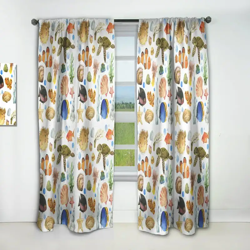 

Stylish Life Form XII' Nautical & Coastal Curtain Panel of Length 84 Inches - Perfect for Home Decorations & Everyday Use.