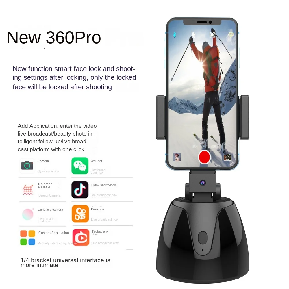 

360 degree intelligent follow-up PTZ charging object tracking camera AI face recognition live camera phone gimbal stabilizer