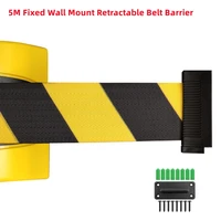 2m3m5m stainless steel fixed wall mount retractable belt barrier black and yellow safety striped caution separated region belt