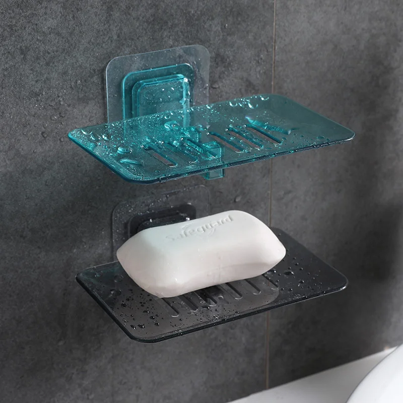 

2PCS 2022 New Wall Mounted Soap Dish Suction Cup For Bathroom Case Soap Box Dish Storage Plate Drain Soap Box Soap Holder