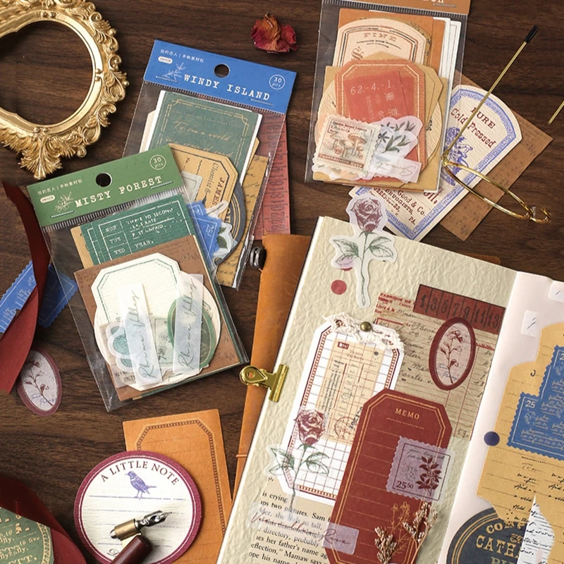 

Фэн 30 шт., закат, ретро справочник, коллаж, украшение, базовые бумажные наклейки для праздничного украшения