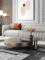 italian light luxury round coffee table tempered glass stainless steel modern minimalist home living room net