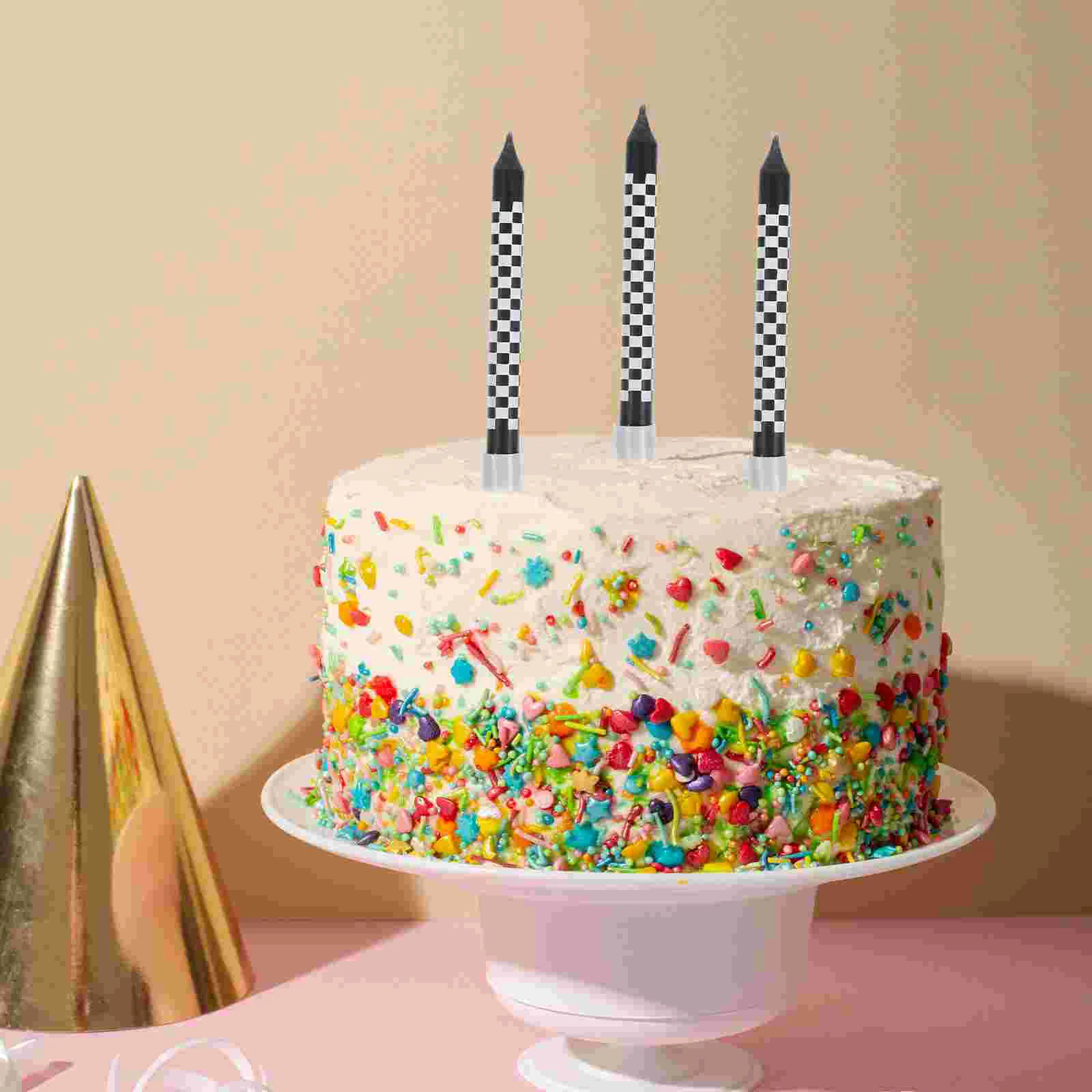 12 шт. украшения для торта на день рождения черный клетчатый бумажный стаканчик