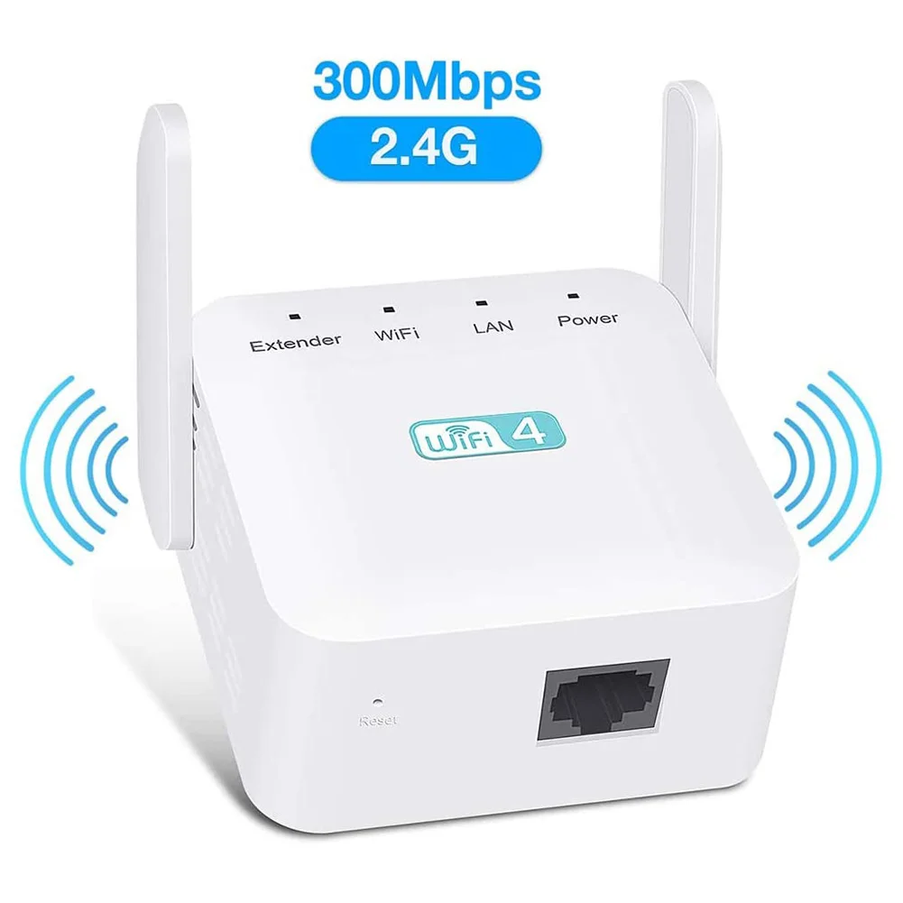 2.4GHz WiFi Booster Range Extender 2 High Gain Antennas 300Mbps WiFi Extender Booster Support Repeater/Router/AP Mode for Home