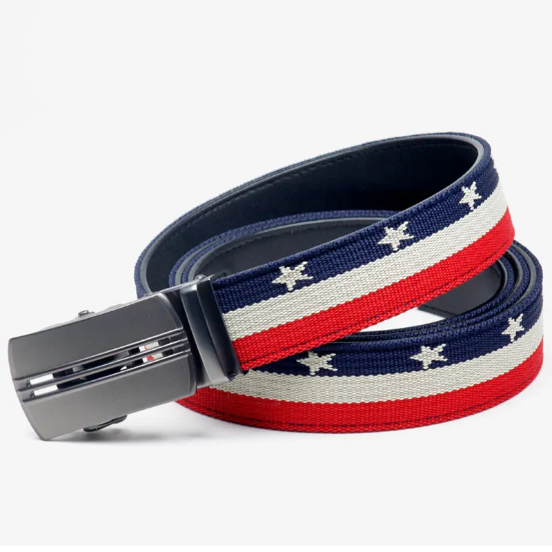 Men's  Adjustable  One  For All People Big Size  140CM Auotomatic Comfort Click Casual  Fabric Canvas  Ratchet Leather Belt