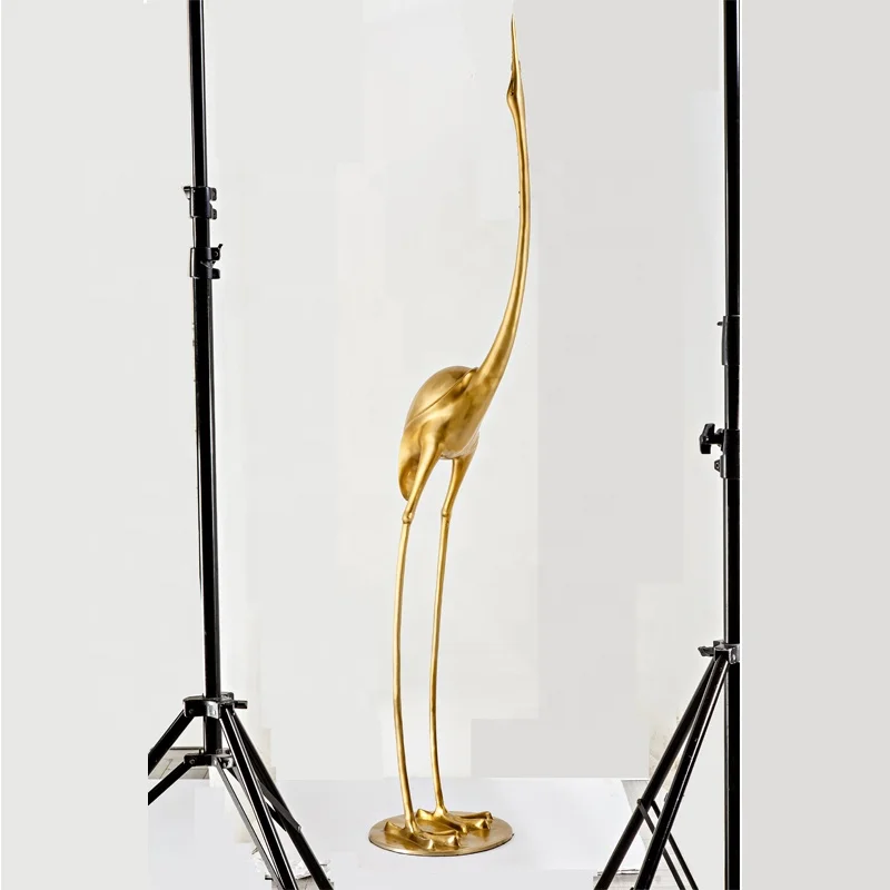 

China Manufacture Modern Brass Decorative Accessories Tall Copper Crane Animal Luxury Home Decoration for Living Room or Hotel