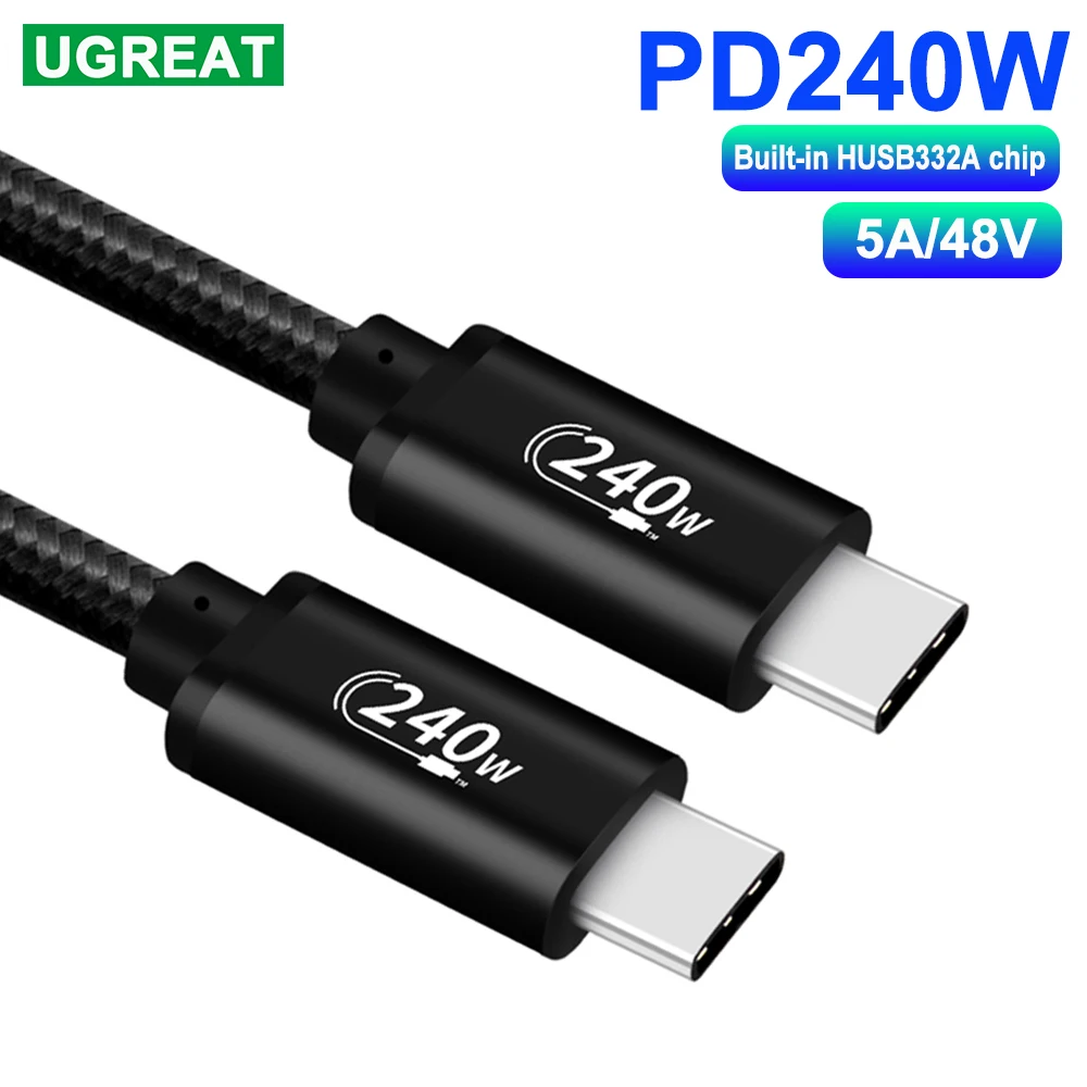 240W 5A USB C To Type C Cable for MacBook Pro iPad Laptop PD Type C Fast Phone Charging Cord Data Wire For Samsung Xiaomi POCO