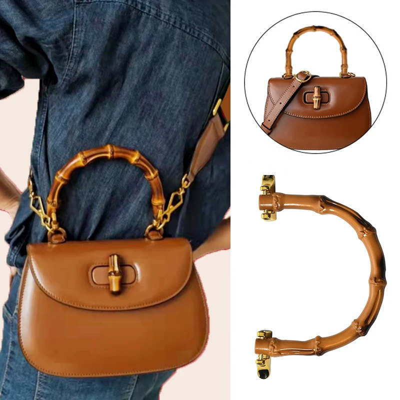 

Bag Handles U Shape Bamboo Imitation Handles For Handbags With Link Buckle Wrist Bag Hand Tote Handle Handcraft Bag Accessories
