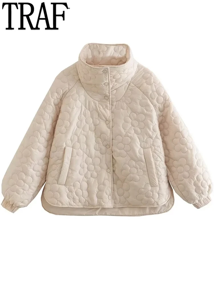 

Женская Стеганая куртка с длинным рукавом, с цветочным принтом