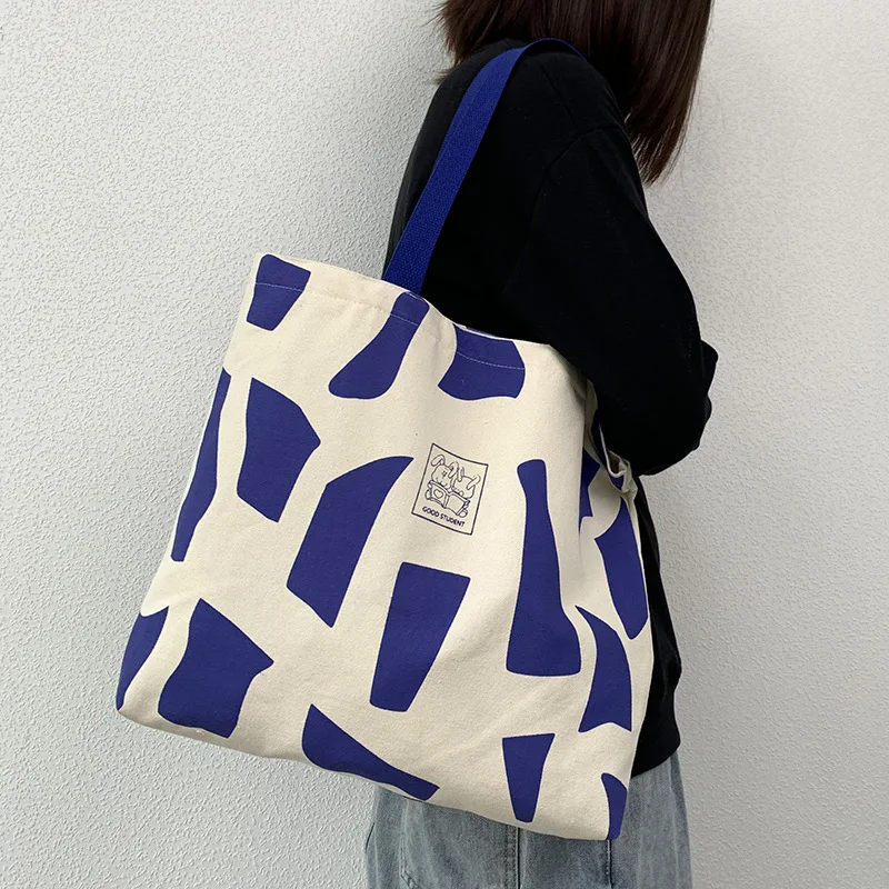 

Fashion Ladies Canvas Bags Large Capacity Totes Shopping Bags Reusable Ladies Shoulder Bags Student Storage Bags Ladies Tote Bag